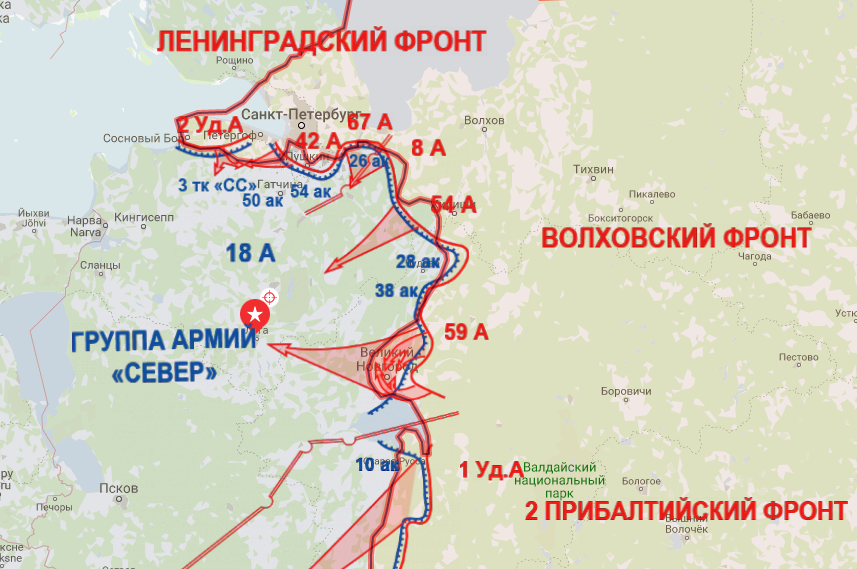 Ленинградско новгородская операция карта